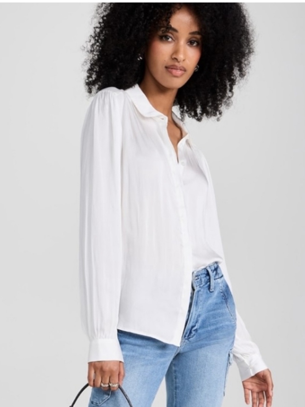 NWT PAIGE Maryanne Shirt White Satin Button Down Suiting Business Casual - XS